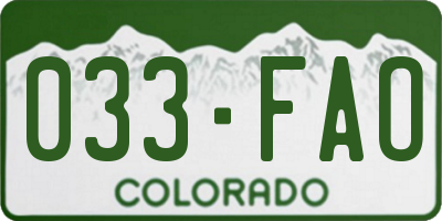 CO license plate 033FAO