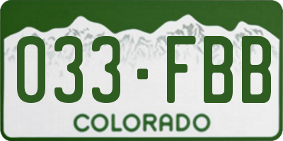 CO license plate 033FBB