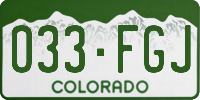 CO license plate 033FGJ
