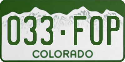 CO license plate 033FOP