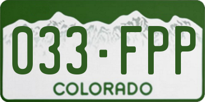 CO license plate 033FPP