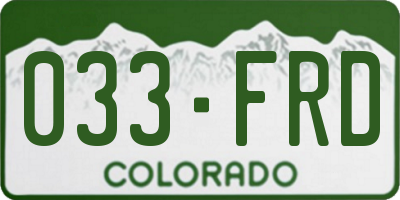 CO license plate 033FRD
