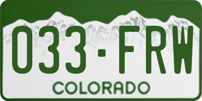 CO license plate 033FRW