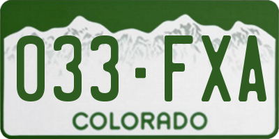 CO license plate 033FXA