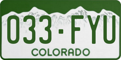 CO license plate 033FYU