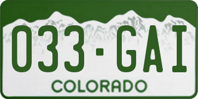 CO license plate 033GAI
