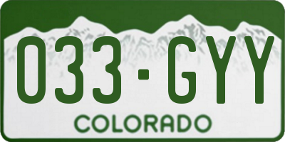 CO license plate 033GYY