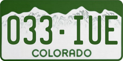 CO license plate 033IUE