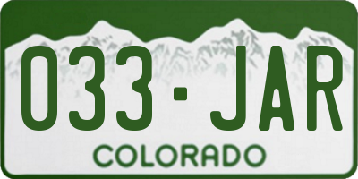 CO license plate 033JAR
