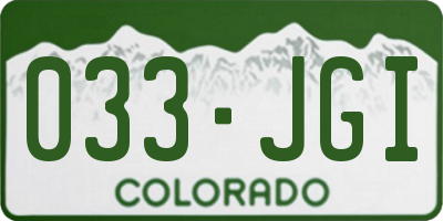 CO license plate 033JGI