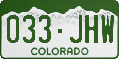 CO license plate 033JHW