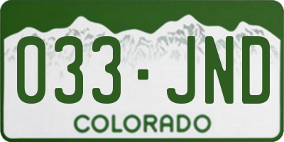 CO license plate 033JND