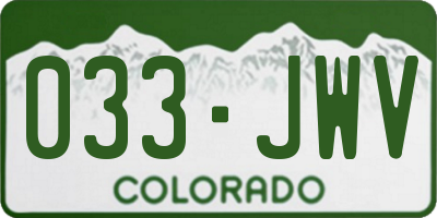 CO license plate 033JWV