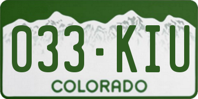 CO license plate 033KIU