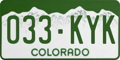 CO license plate 033KYK