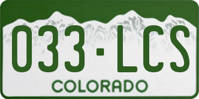 CO license plate 033LCS