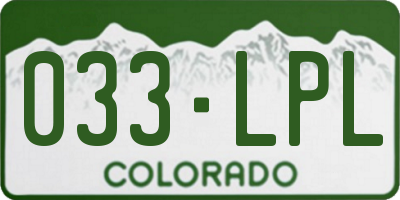 CO license plate 033LPL