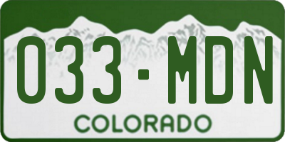 CO license plate 033MDN