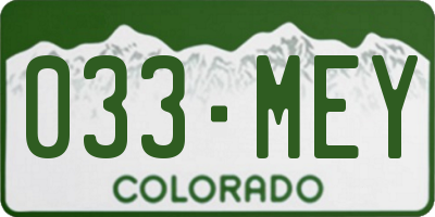 CO license plate 033MEY