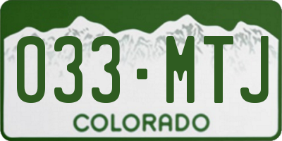 CO license plate 033MTJ