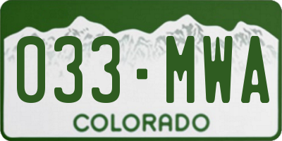 CO license plate 033MWA