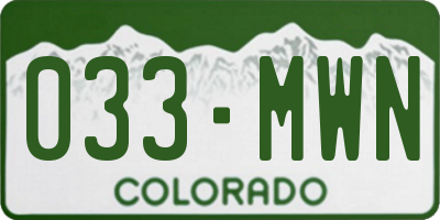 CO license plate 033MWN