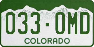 CO license plate 033OMD