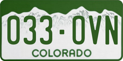 CO license plate 033OVN