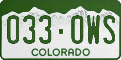 CO license plate 033OWS