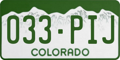 CO license plate 033PIJ