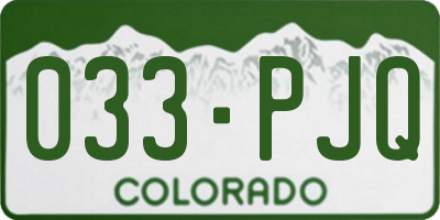 CO license plate 033PJQ