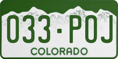 CO license plate 033POJ