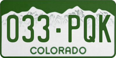 CO license plate 033PQK