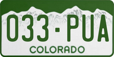 CO license plate 033PUA