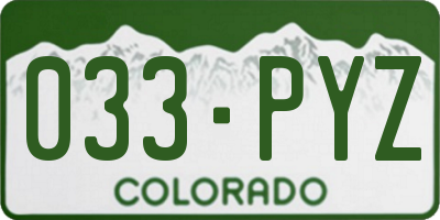 CO license plate 033PYZ