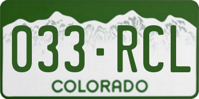 CO license plate 033RCL