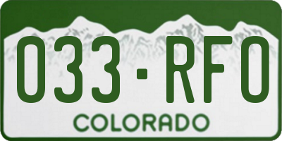 CO license plate 033RFO
