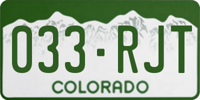 CO license plate 033RJT