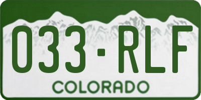 CO license plate 033RLF