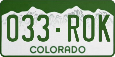 CO license plate 033ROK