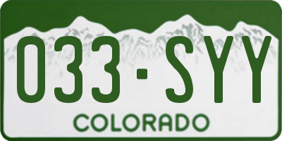 CO license plate 033SYY