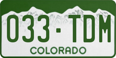 CO license plate 033TDM