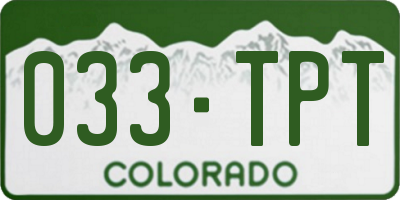 CO license plate 033TPT