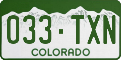 CO license plate 033TXN