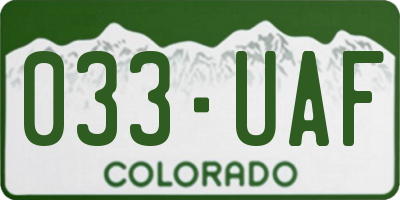 CO license plate 033UAF