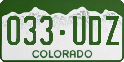 CO license plate 033UDZ