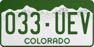 CO license plate 033UEV