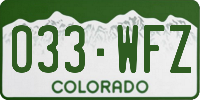 CO license plate 033WFZ
