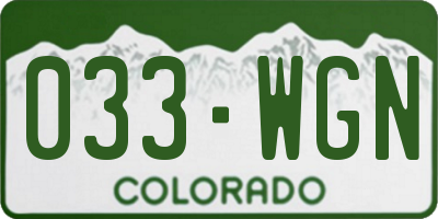 CO license plate 033WGN