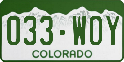 CO license plate 033WOY